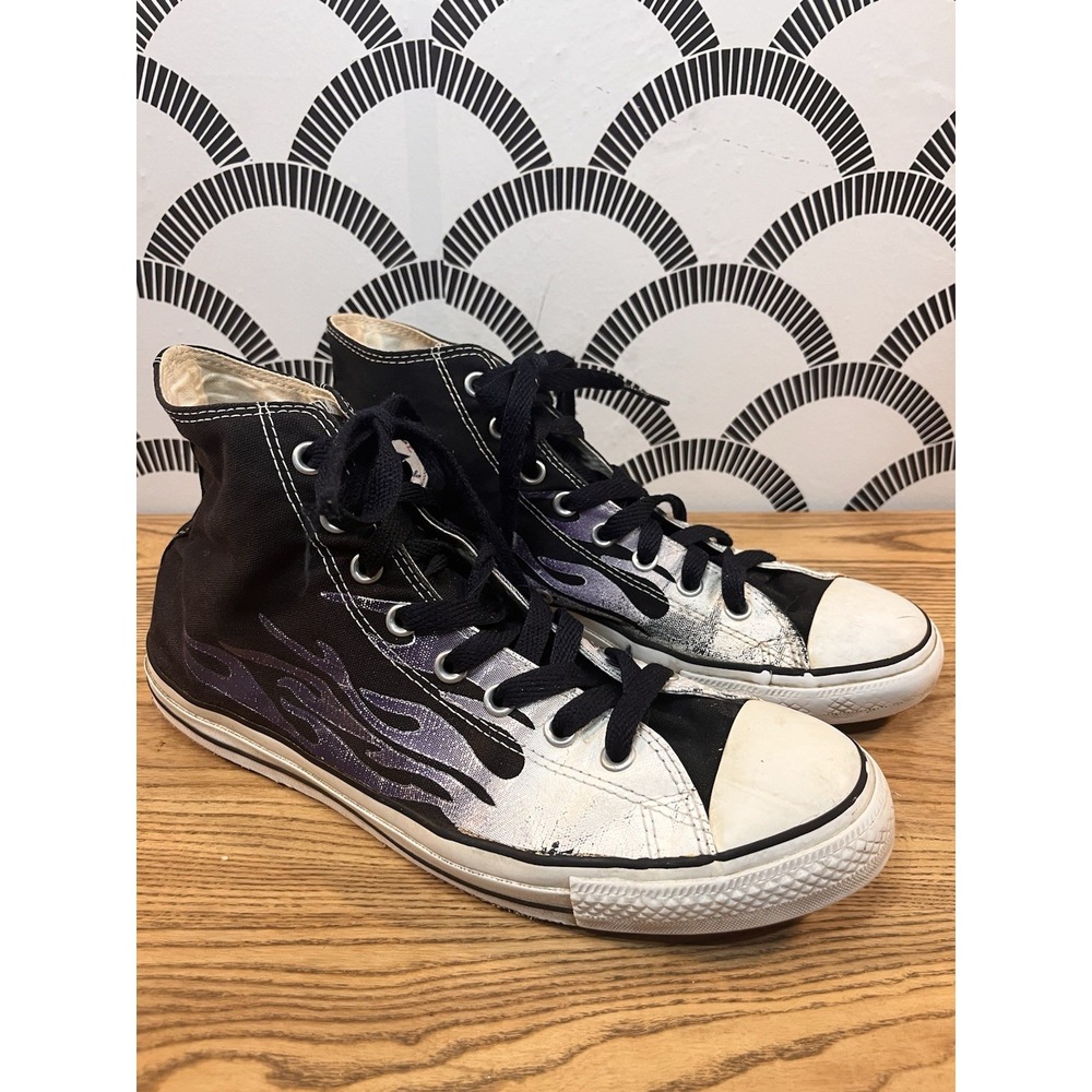 Converse Mens Size‎ 11 Purple Flames Shoes Chuck Taylor FIRE FLAME Black Hi Top